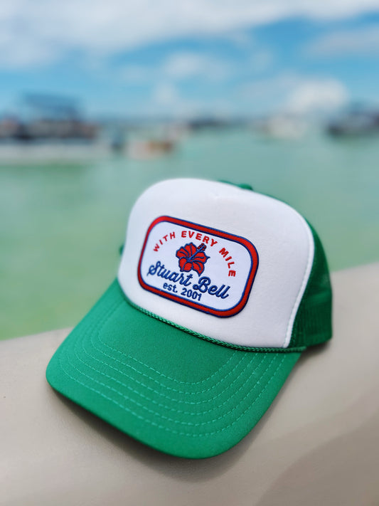 'With Every Mile' Trucker in Kelly Green